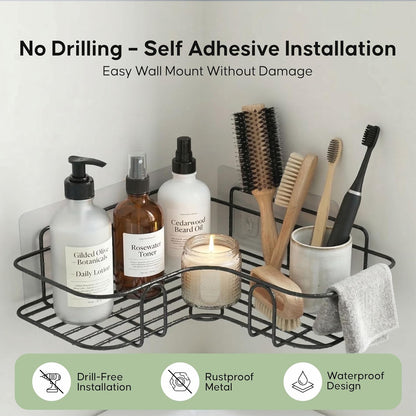 Premium Bathroom Corner Organizer Rack with Strong Self-Adhesive Stickers