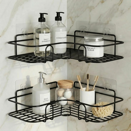 Premium Bathroom Corner Organizer Rack with Strong Self-Adhesive Stickers