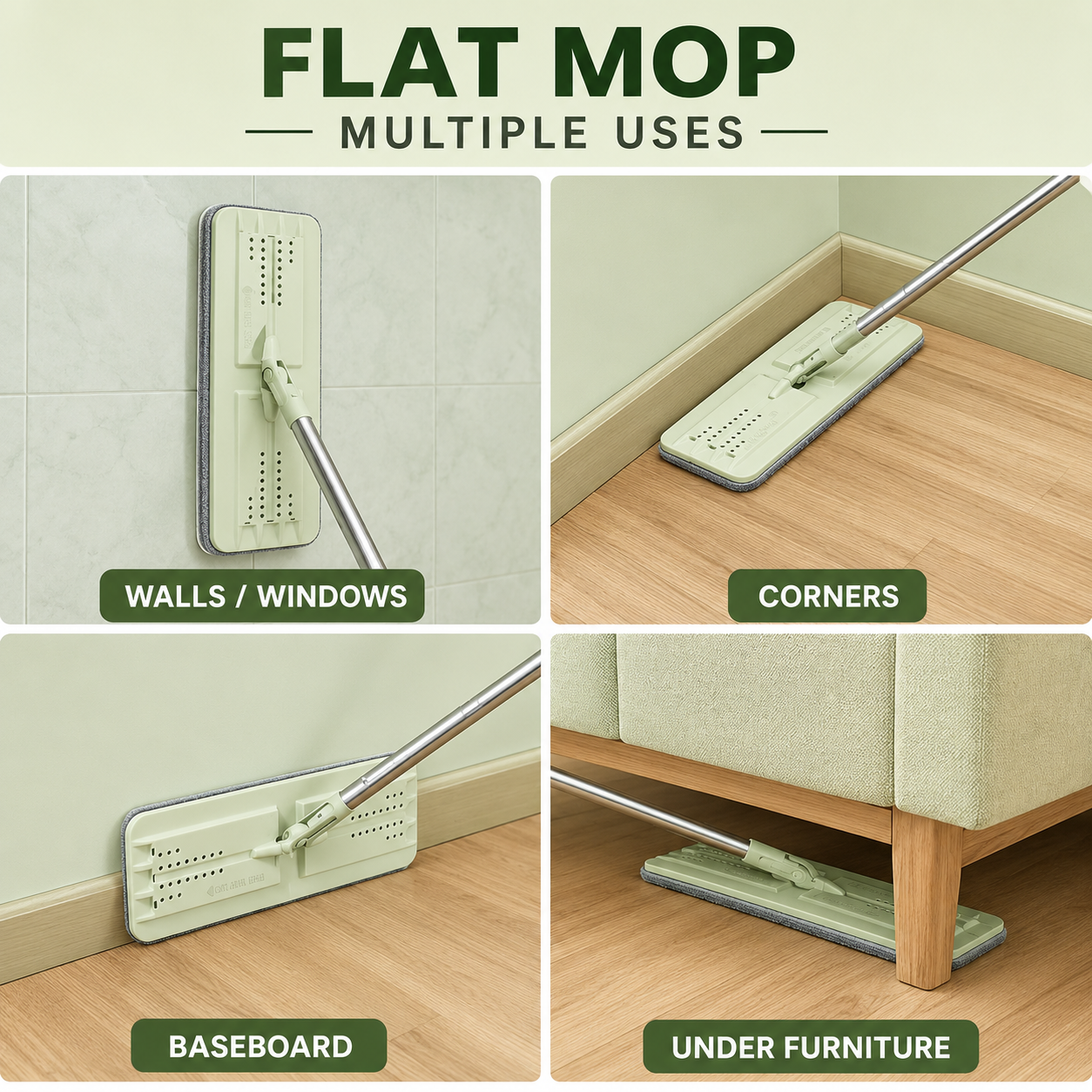 360° Rotating Flat Bucket Mop Set with 2 Microfiber Pads