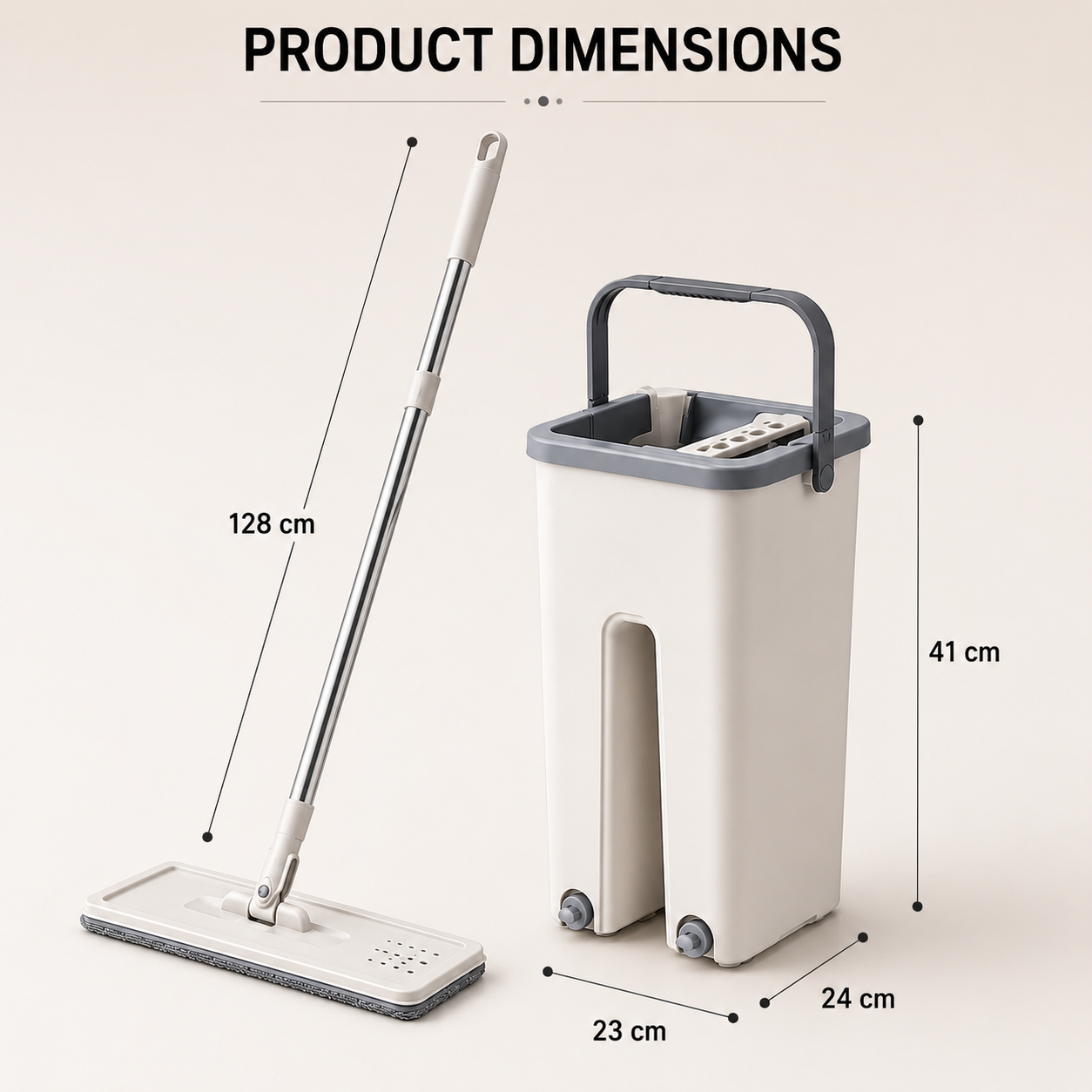 360° Rotating Flat Bucket Mop Set with 2 Microfiber Pads