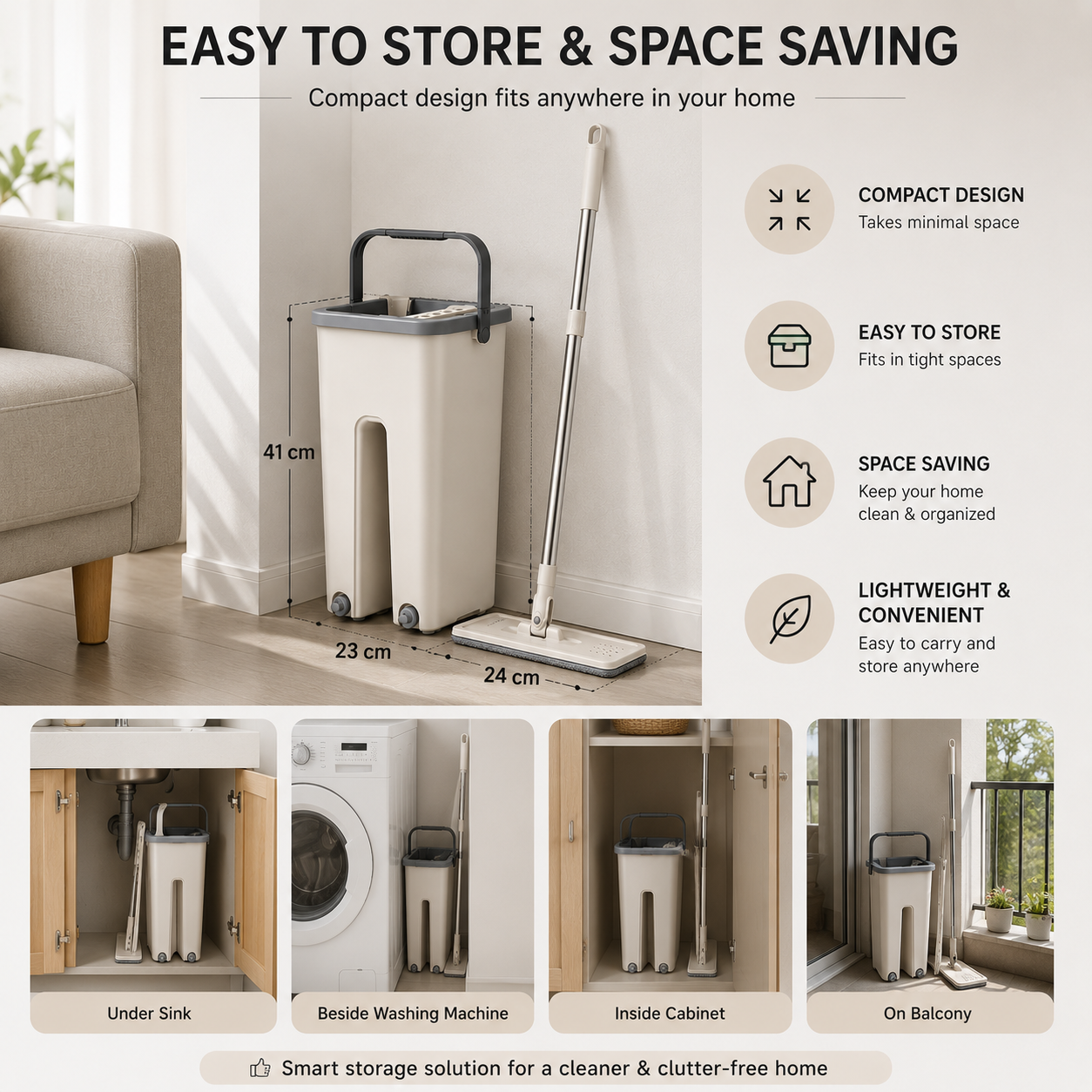 360° Rotating Flat Bucket Mop Set with 2 Microfiber Pads